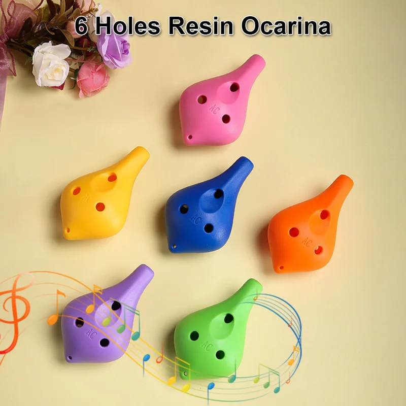 Resina Alto C Ocarina portátil, instrumento musical estilo simples para amantes de música e iniciantes, 6 buracos