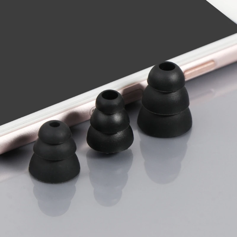 Triple Flange Eartips Eargels Earpads Ear Tips Silicone Bud Eartip for Inside Diameter 3.8mm-4.5mm In-Ear Earphone