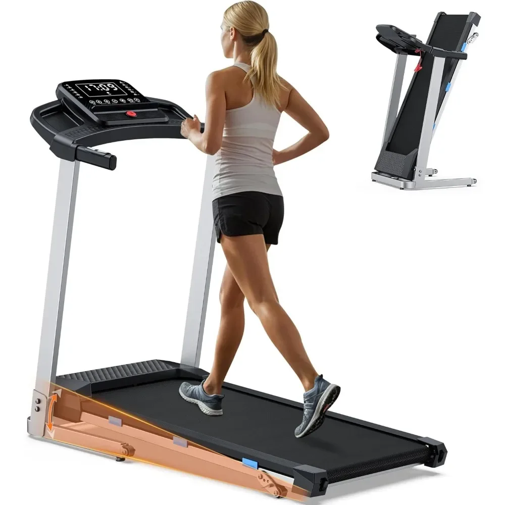 

Folding Treadmill with Incline, 350 LBS Capacity & 7.6 MPH, 3.0HP Quiet Treadmills for Home Small with Pulse Sensor and Bluetoot