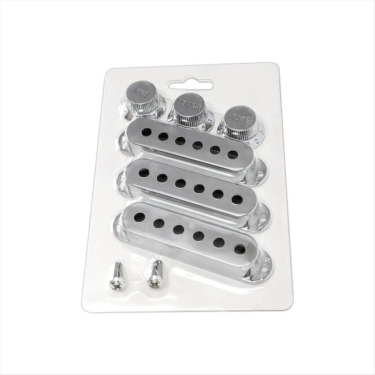 (ABYM) Pickup Shell 8-Piece Set for ST/SQ Three-Single Electric Guitar Volume Tone Adjustment Gear Switch Cap Silver