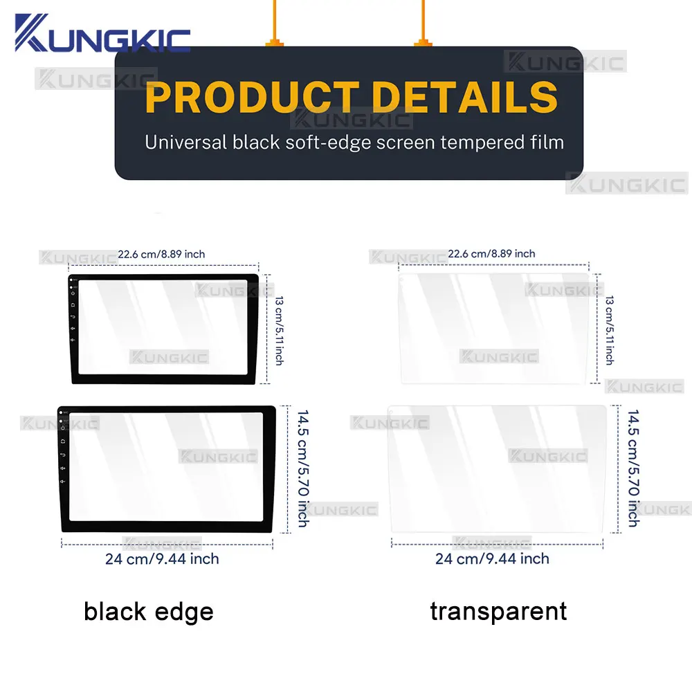 1 قطعة ل 9/10.1 بوصة الزجاج المقسى HD شاشة السيارة فيلم حافة سوداء شفافة طبقة رقيقة واقية المقسى الملاحة شاشة GPS