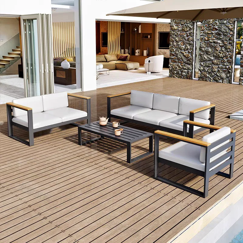 Modern Style Aluminum Patio Sofa Set Metal Legs High Sales Home Outdoor Garden Dining Living Room Furniture Sectional Design