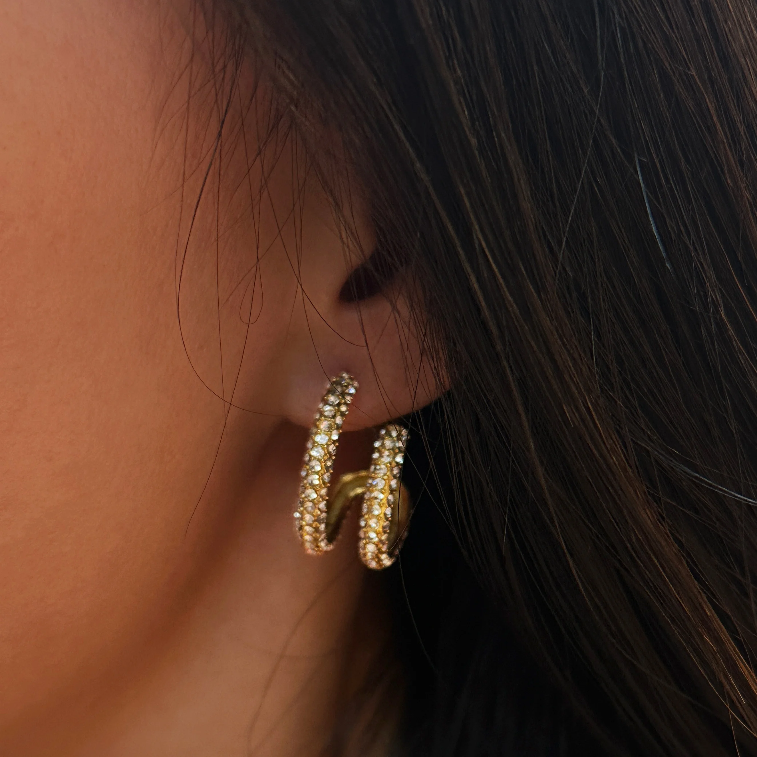 

DASEIN 2025 Summer New Unique Iced Out Zircon Hoop Earrings 18k Gold Plated Hypoallergenic Stainless Steel Vintage Jewelry Gift
