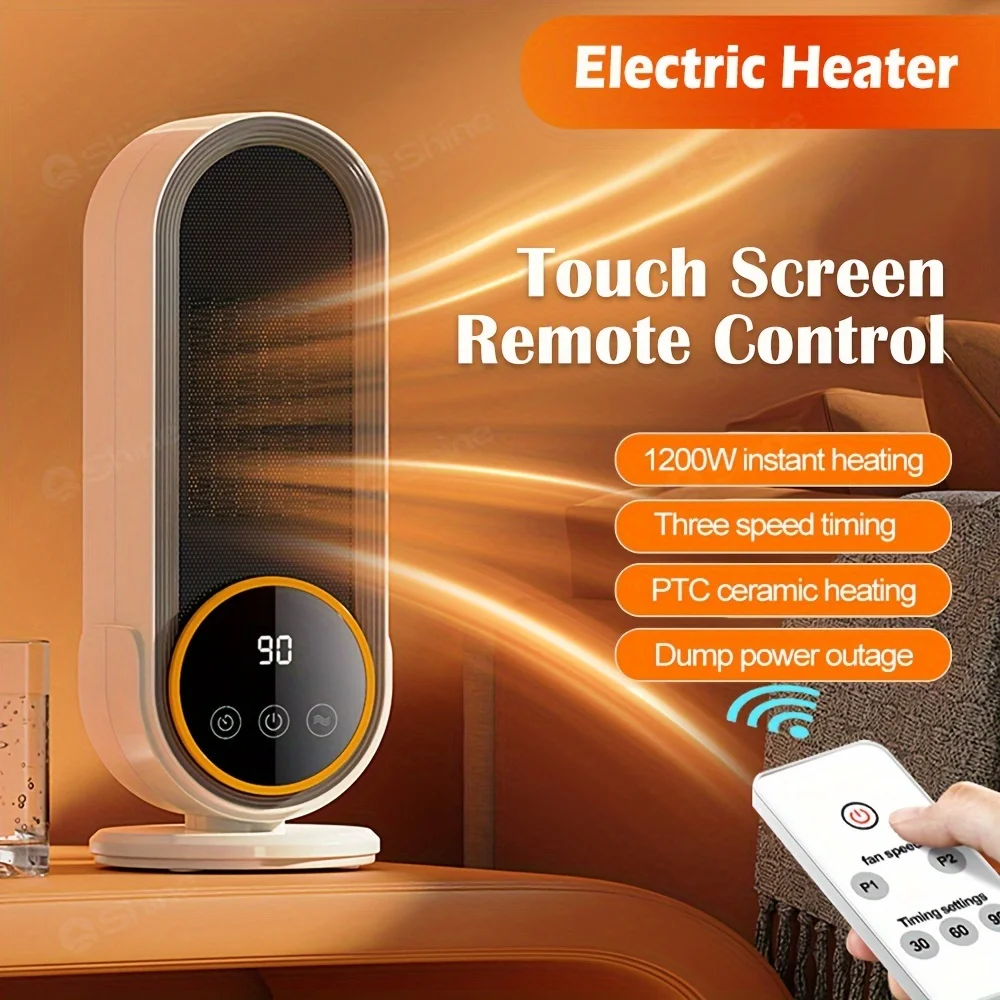 1200W Touch Screen Space Heater Portable Electric Heater Electric Portable Warmer Home Heater with Remote Control and Timing