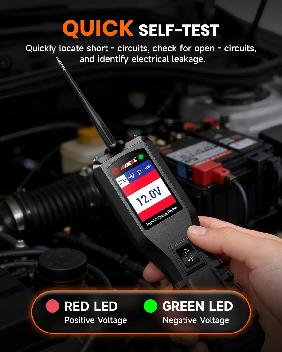 12-24V Automotive Circuit Tester with 40FT Cable, Multifunction Electrical Diagnostic Tool for Vehicle Systems