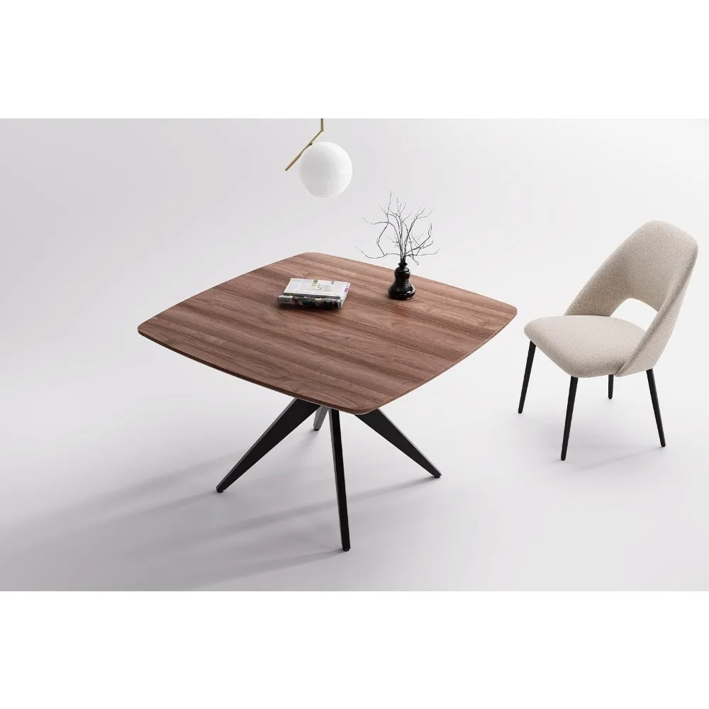 طاولة طعام مربعة من رويل لـ 4، 45.3 بوصة، طاولة عشاء خشبية حديثة للمطبخ مع قاعدة معدنية شديدة التحمل، سطح سميك 1.18 بوصة #5