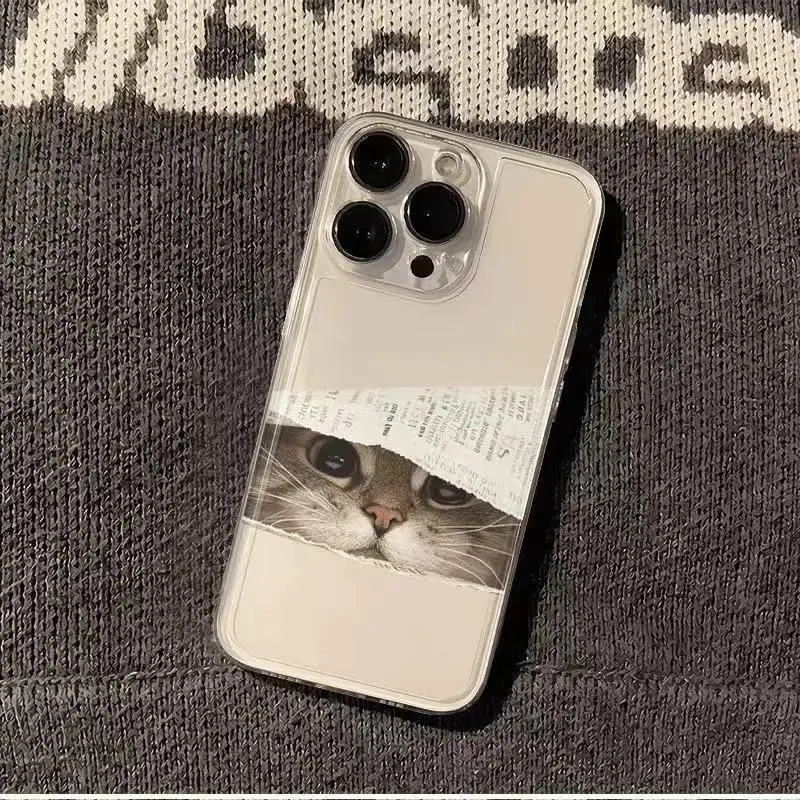 Cat Phone Case For iPhone 16 15 14 13 12 11 Pro XS MAX 7 XR 8 7 Plus Clear Cover Fundas