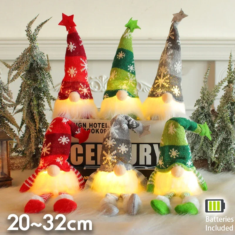 6 stili LED incandescente gnomo 2025 Natale bambola di peluche senza volto casa decorazione natalizia Navidad Natal regali di Capodanno