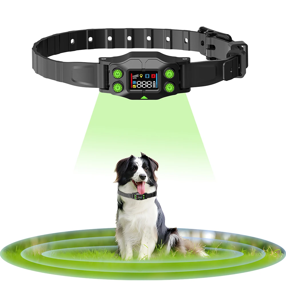 Custom GPS Wireless Dog Fence System Electric Shock Collar IPX7 Waterproof Rechargeable Dog Containment System For Outdoor Campi