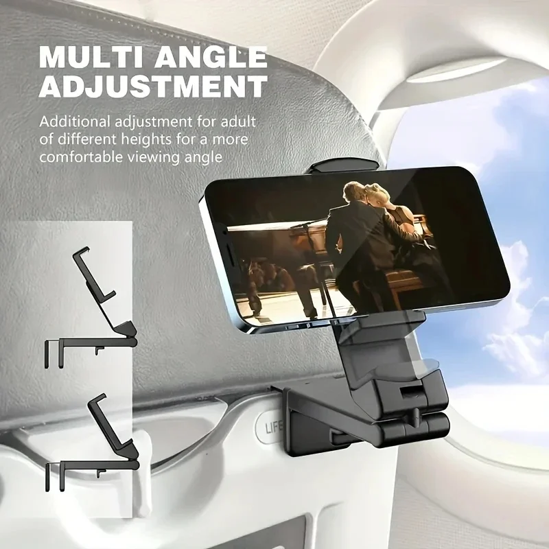 Airplane Mobile Phone Holder Adjustable Phone Stand for Car Travel Selfie Rotating Desk Clamp Foldable Hook Universal Mount