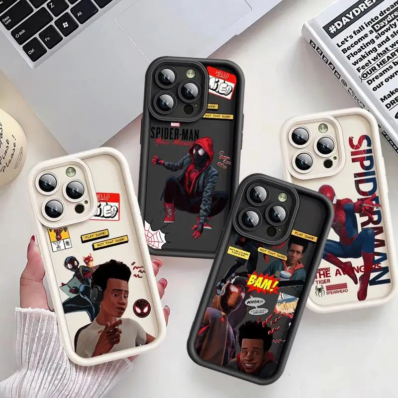 Marvel Sipiderman Phone Case for iPhone 15 Pro Max 14 Plus 13 Pro 12 11 Pro 15 Plus Square Liquid Cover