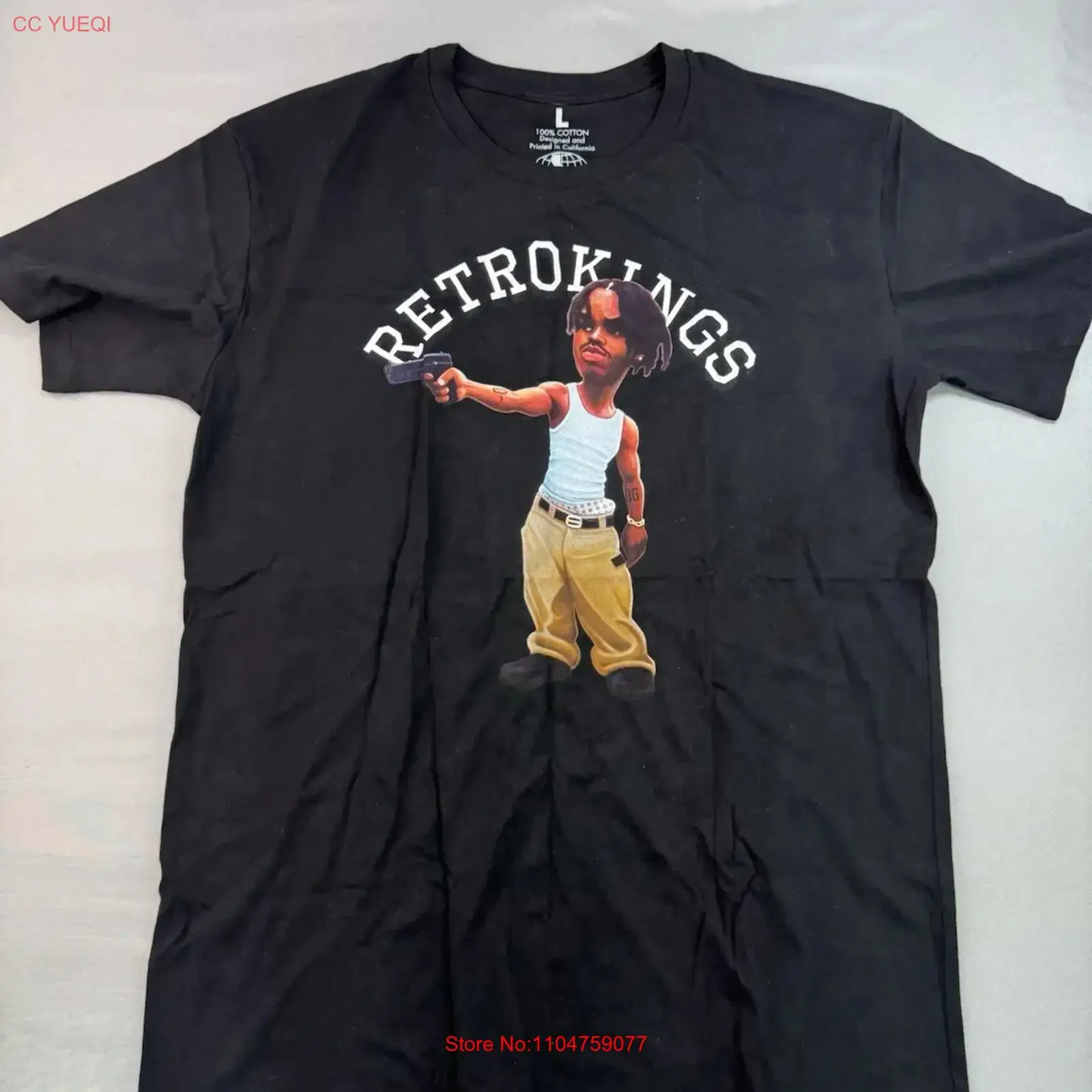 Retro Kings O Dog Toon Black T Shirt Mens Size Large Print NEW W TAGS vintage Washed streetwear designer clothes