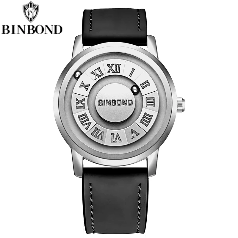 BINBOND B234 Top Luxury Men Quartz Watches Magnetic Levitation Hollow Out Stainless Steel Waterproof Men Watch Relogio Masculino