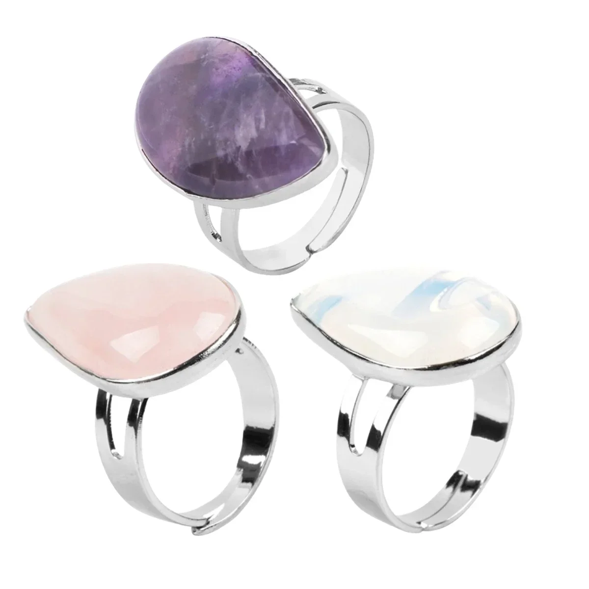 Fashionable Natural Stone Large Crystal Ring for Women\'s Water Drop Wedding Engagement Party Charming Temperament Jewelry Gift