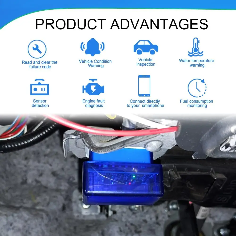 Scanner OBD2 ELM327 da 2 pezzi, strumento diagnostico per auto Bluetooth per Android/Windows