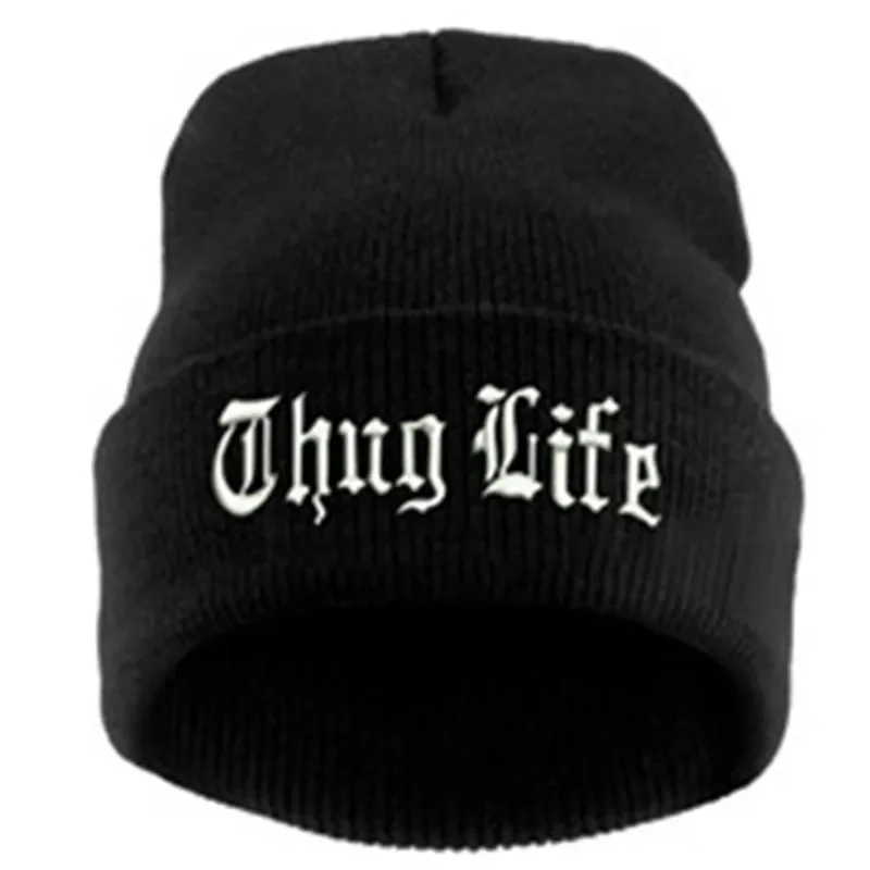 2021 NEW Thug Life Black Letter Beanie - Unisex Hip Hop Knitted Caps