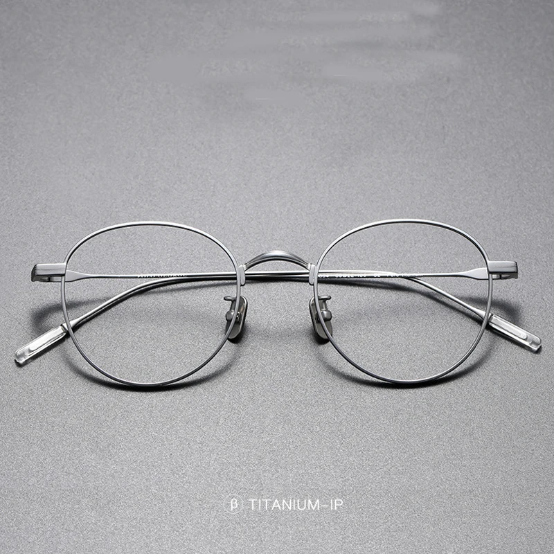 

Pure Titanium Oval Frame Glasses for Men And Women Handmade Vintage Optical Eyewear High Quality Fashionable Spectacles