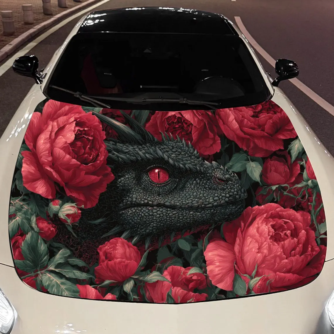 

Roses and a black faucet Car Hood Vinyl Stickers Car Surface Protection Decal Car Decoration Cover Vinyl Wraps Waterproof Self-a