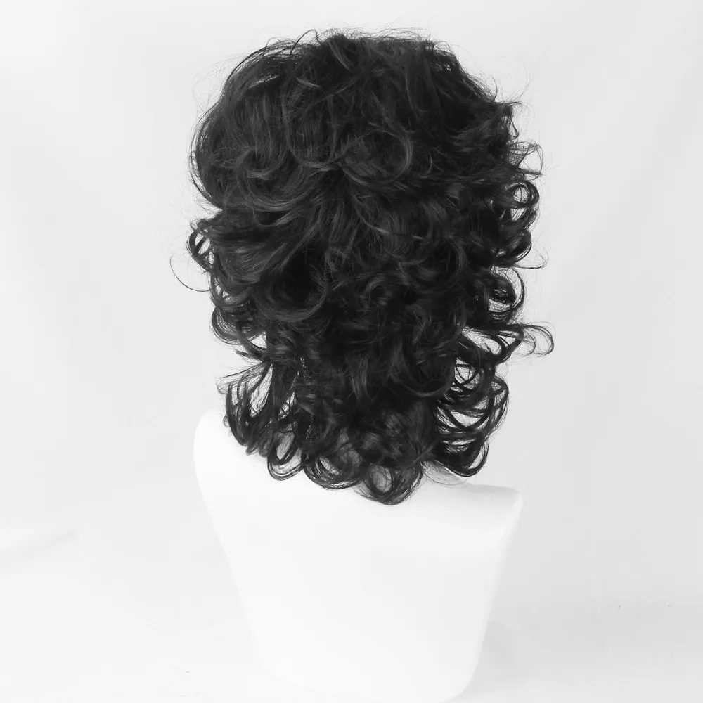 Hip Hop Cool Mullet hair Black Short Mullet Cosplay Wigs Wolf tail hairstyle Curly Synthetic Heat Resistant Fiber