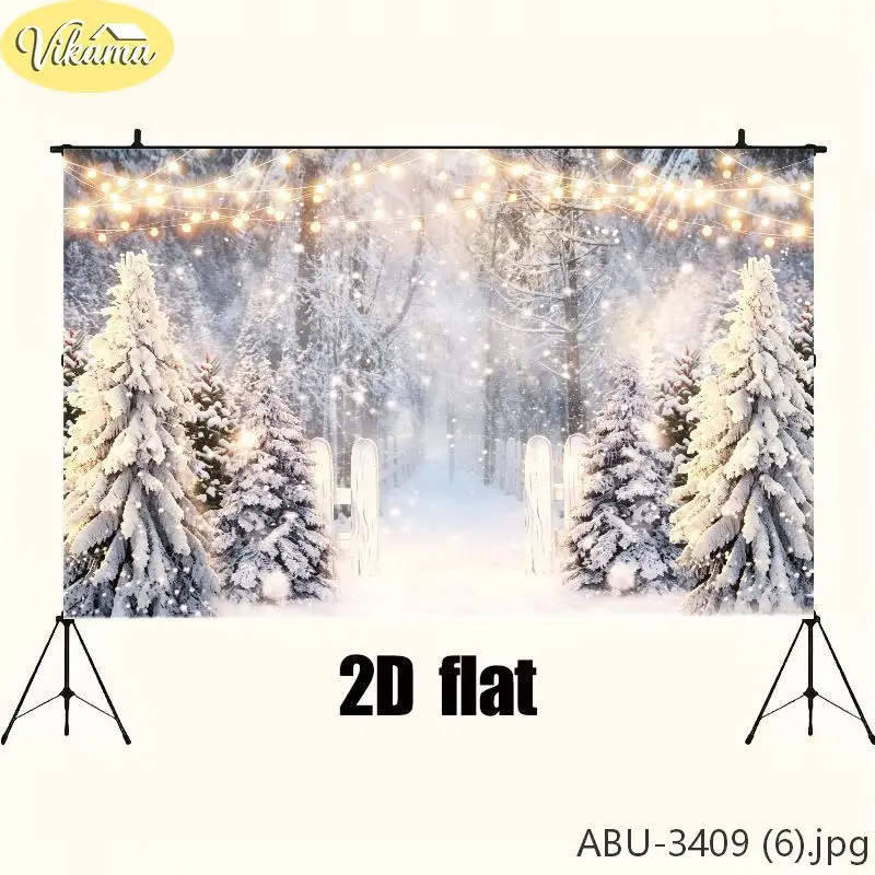 VIKAMA Snow Scene Ornament Christmas Backdrop Tapestry Wall Hanging, Wall Art for Photo Studio Party Living Room Bedroom Decor