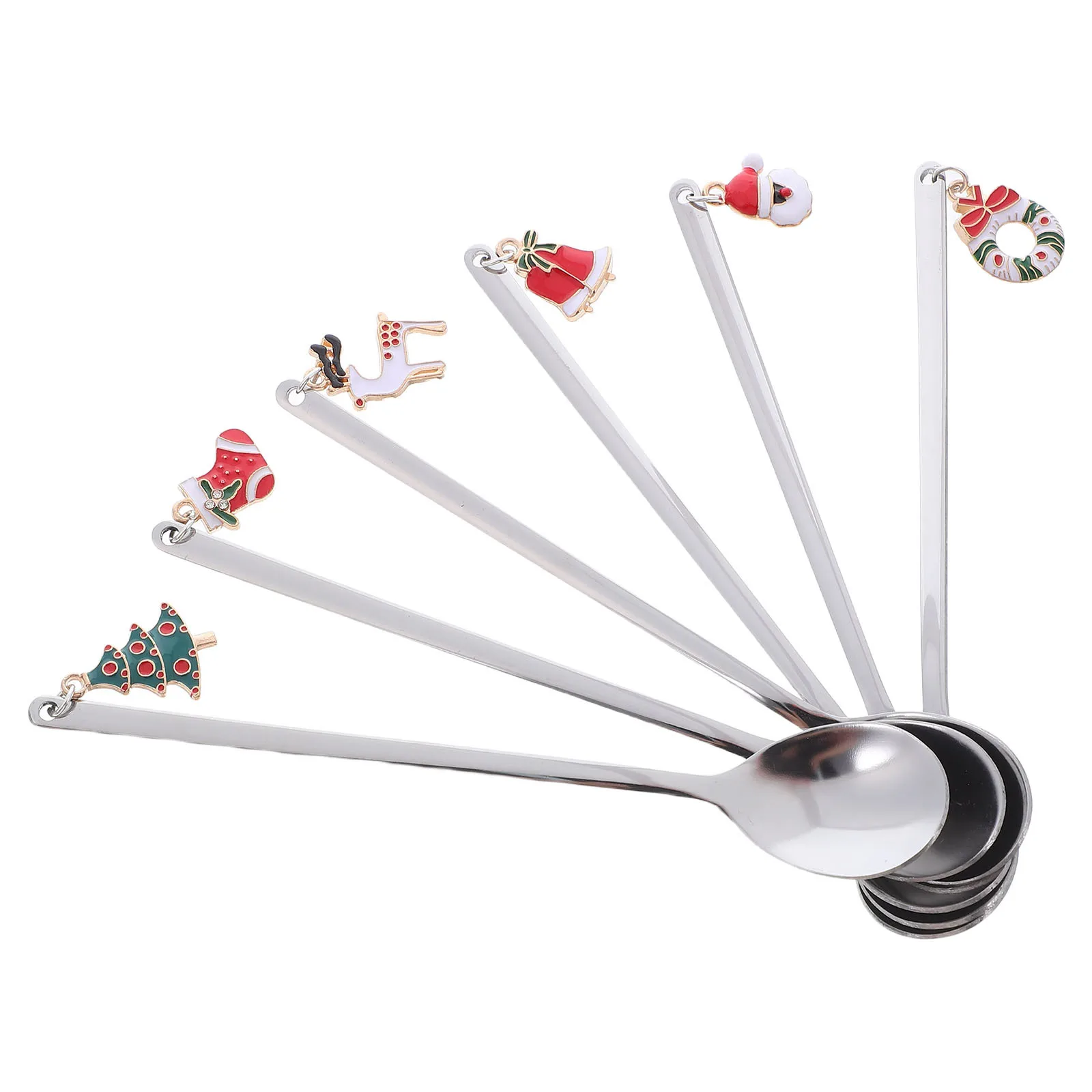 

Creative Stainless Steel Christmas Coffee Spoons Cartoon Pendants Dessert Mixing Utensils Holiday Tableware Ice Cream Tea Party