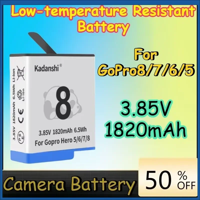 

3.85V 1820mAh Low-temperature Resistant Persistent Standby Replacement Battery for GoPro8/7/6/5 High-Quality Camera Battery