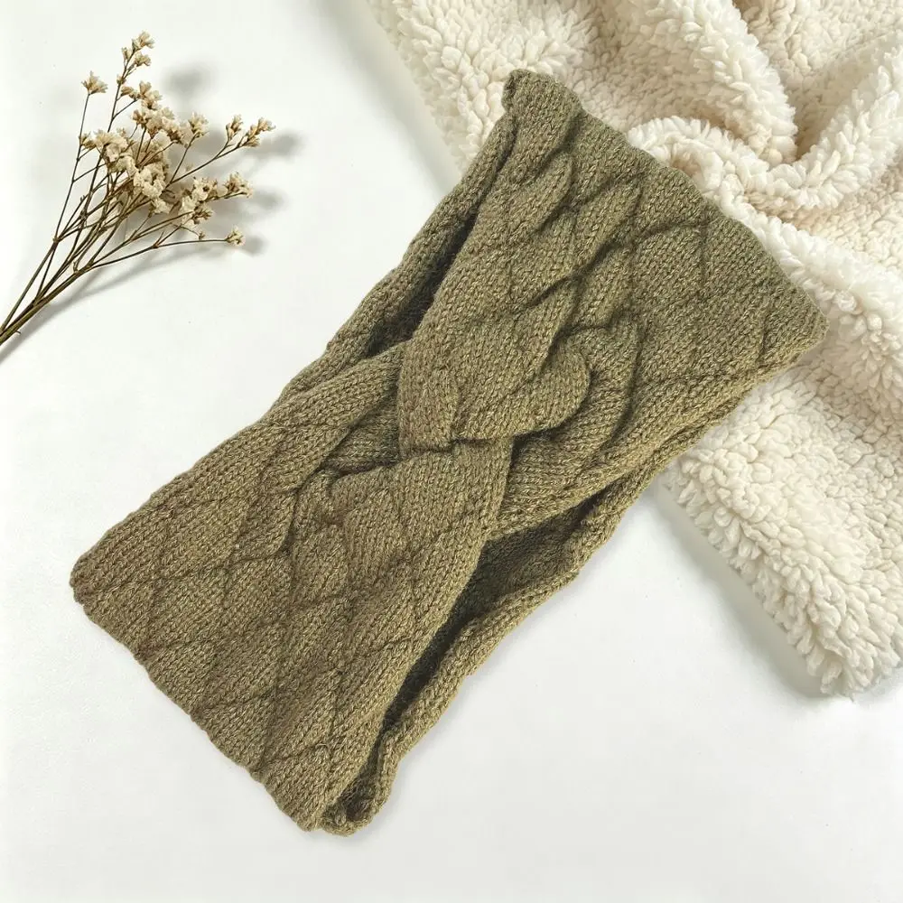 Cable Knit Knitted Headband Twisted Front Knitted Fabric Ear Warmer Headband Soft Stretch Wide Band Turban Headband
