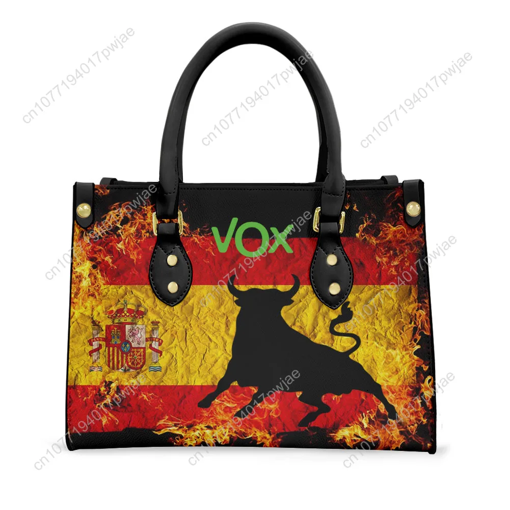 Spanish Bullfighting Graphic Tote Bag Purse Womens Mens Personalized Text Image PU Leather Handbag Business Shopping Gift Bags