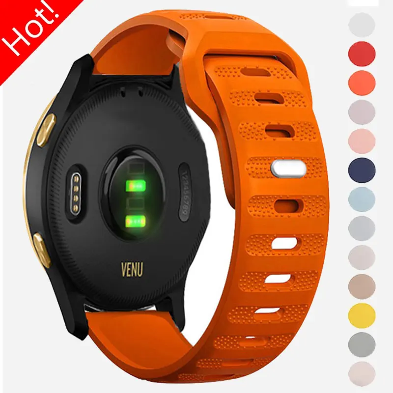 

20 22mm Soft Silicone Band For Garmin Vivoactive 3 4 Venu 2 Sports Watch Strap Rubber Bracelet For Forerunner 245 645 255 Music