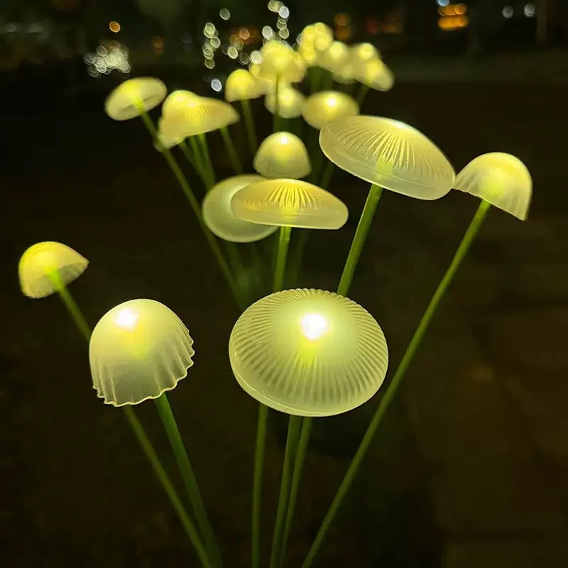 Solar Garden Lights Dual Mode LED Solar Mushroom Lights Waterproof Decor Yard Patio Pathway Jellyfish for Garden Ambiance