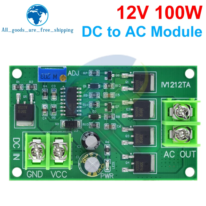 TZT 200W DC 12V To AC 12V Inverter 50Hz Square Wave Signal Generator Module 12W AC 12V To 220V Power Transformer