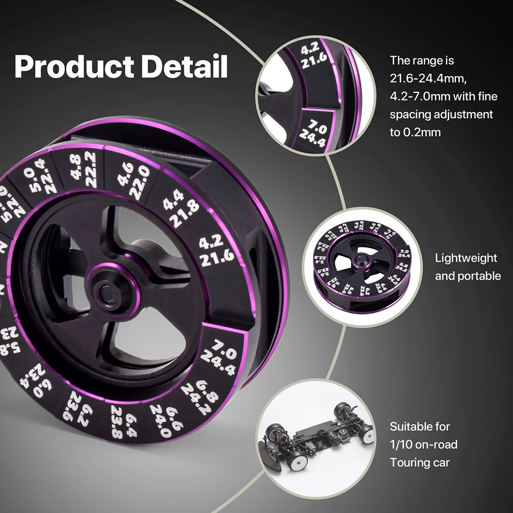 9IMOD Chassis Droop Gauge 21.0-25.0mm  4.2-7.0mm Measure Circle Droop Gauge For 1/10  RC Car