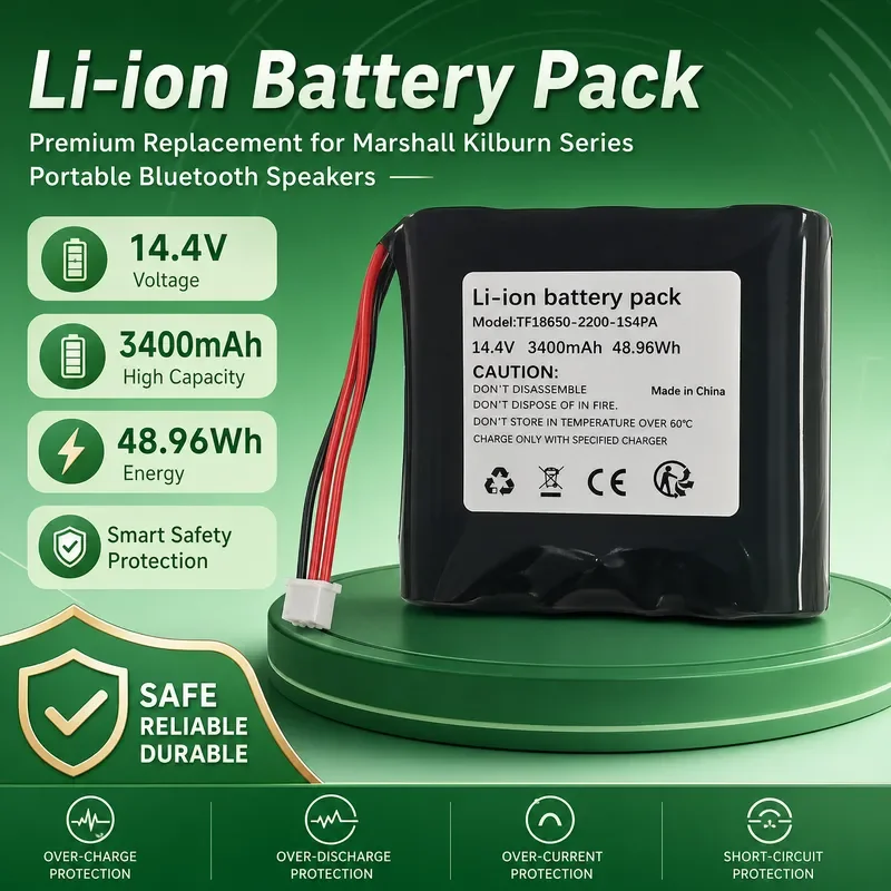 3400mAh TF18650 Replacement Battery for Marshall Kilburn Bluetooth Speaker High Capacity Rechargeable Li-ion Battery Pack
