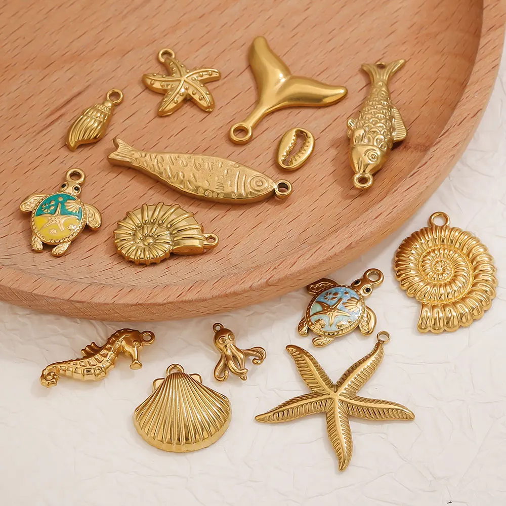 5pcs Golden Stainless Steel Pendants DIY Jewelry Accessories Connectors for Women's Necklace Earring Making Jewelery Materials image 4