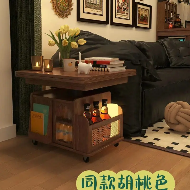 Solid wood explosion Lifting coffee table Mobile cart Tea table Folding dining table