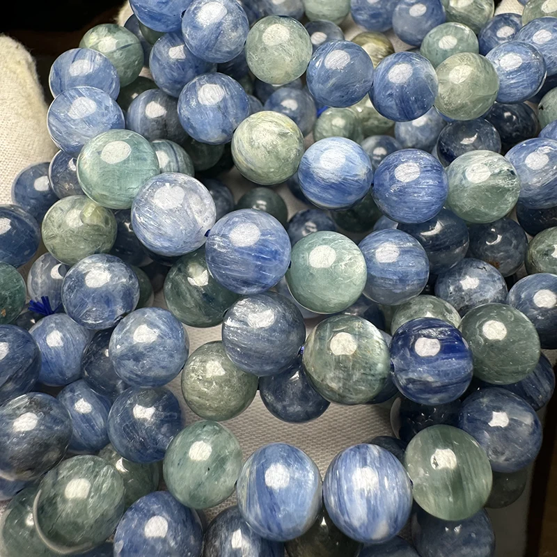 Meihan  Natural AAA Rare Green Blue Kyanite Smooth Round Stone Loose beads Bracelet For Jewelry DIY Making