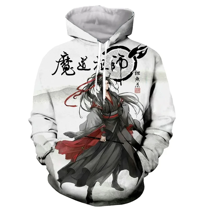 China Comics Mo Dao Zu Shi 3d Graphic Men's Baggy Hoodie Casual Oversized Pullover Popular Streetwear Fashion Trend Men Clothing