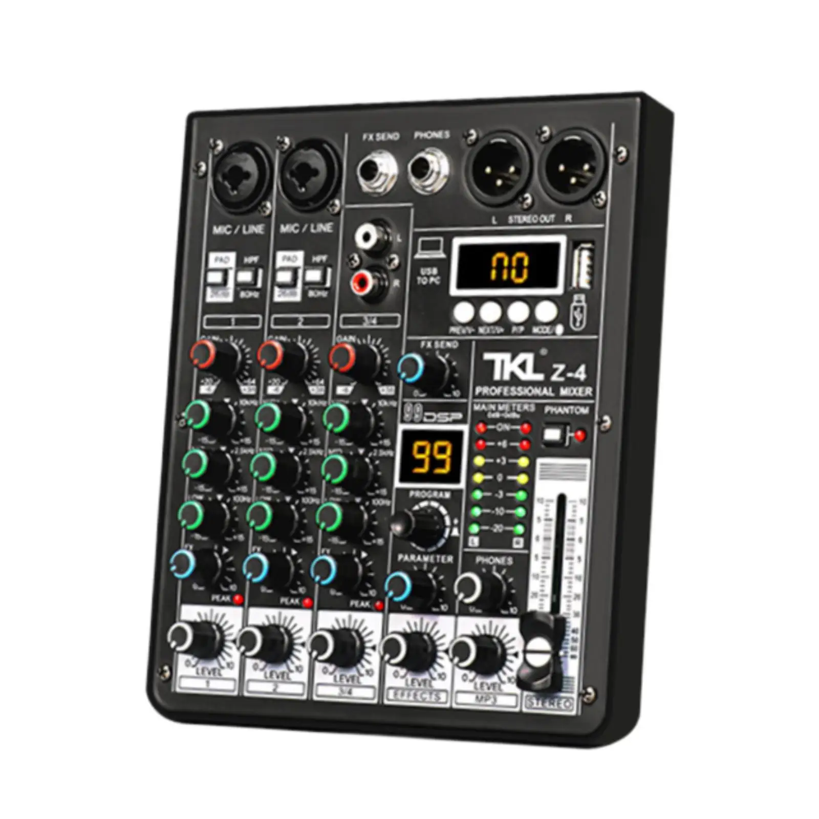 Mixer Audio USB Professional DJ Mixer Console DJ Equipment Audio Mixer Amplifier Mixing Console for Computer Recording Home Live