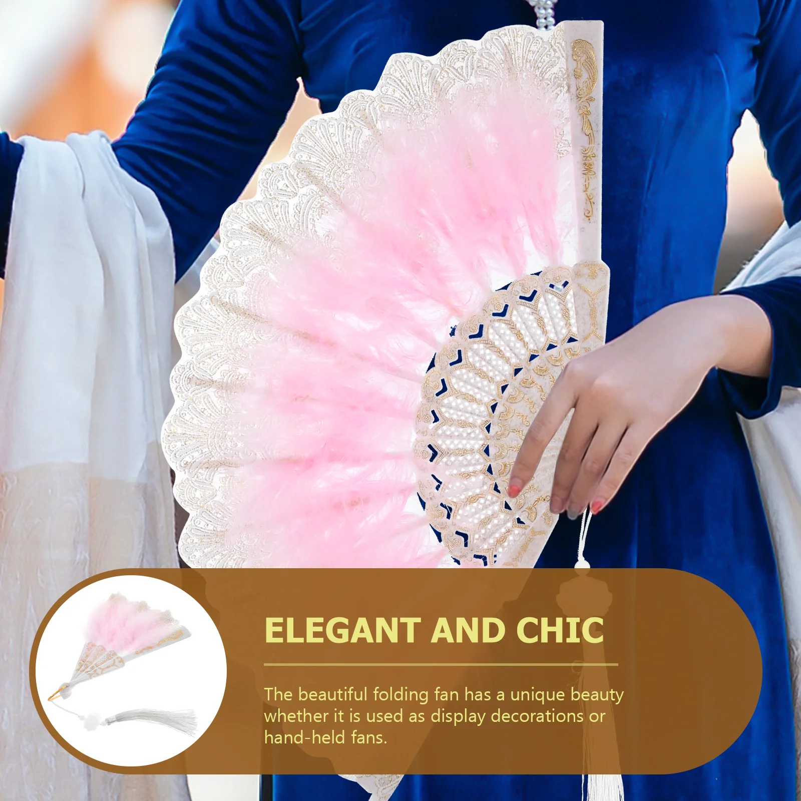 

Plume Folding Fan Hand Held Bride Fan Metal Plastic Material Fancy Dress Party Dance Photography Prop Wedding Fans