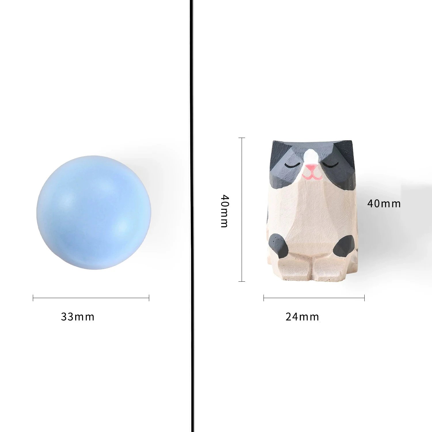 2Pcs Cat-Shaped Wooden Drawer Knob, Hand-Carved Painted Furniture Pull for Kitchen Cabinets and Closet Doors Decorative Hardware