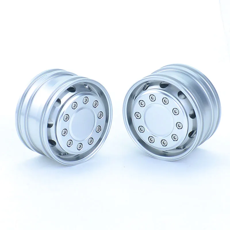 2pcs Metal Front Wheel 20mm/25mm Width Drive/Bearing Hub Rim for 1/14 Tamiya RC Truck Tipper SCANIA 770S 56368 VOLVO ACTROS Car