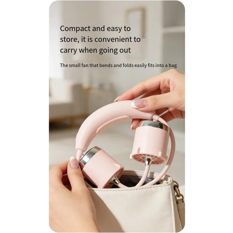 B47B-Quiet Operation Portable Neck Fan With USB Charging-Adjustable 100-Speed For Outdoor Use