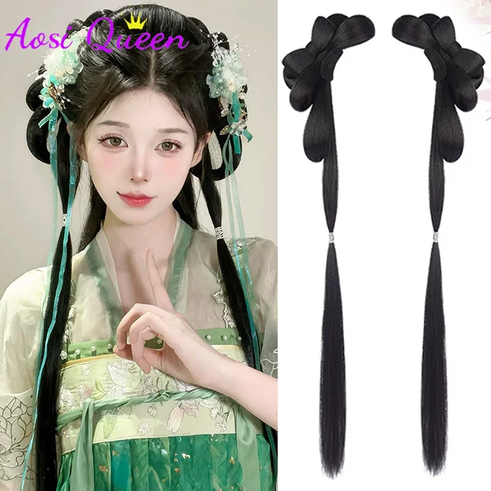 Synthetic Ancient Style Wig One-Piece Hanfu Headwear Women's Ancient Costume Daily Wig Bun Tang Style Wig Padding Hair Package