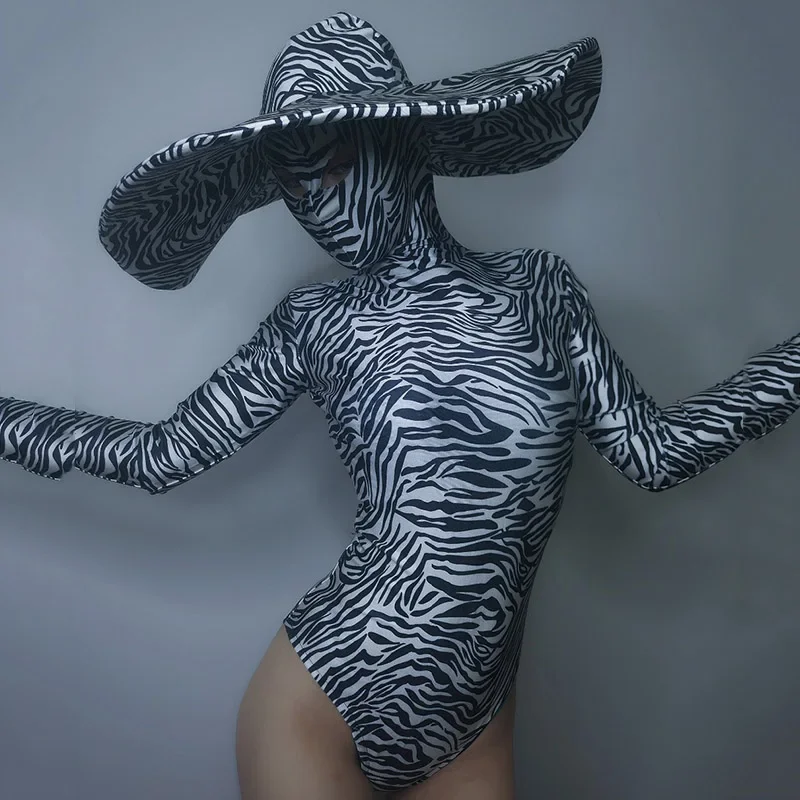 Sexy Gogo kostuum vrouwen groen zwart zebra strepen bodysuit nachtclub Dj Ds prestaties turnpakje danser rave kleding outfit