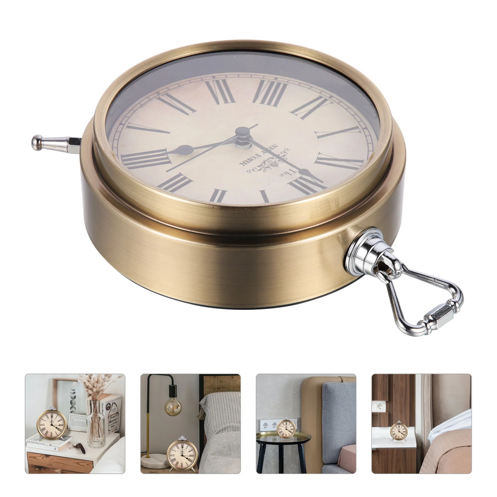 

Retro Alarm Clock Desktop Operated Silent Nightstand Timepiece for Bedroom Study Room Decor Modern Farmhouse Style