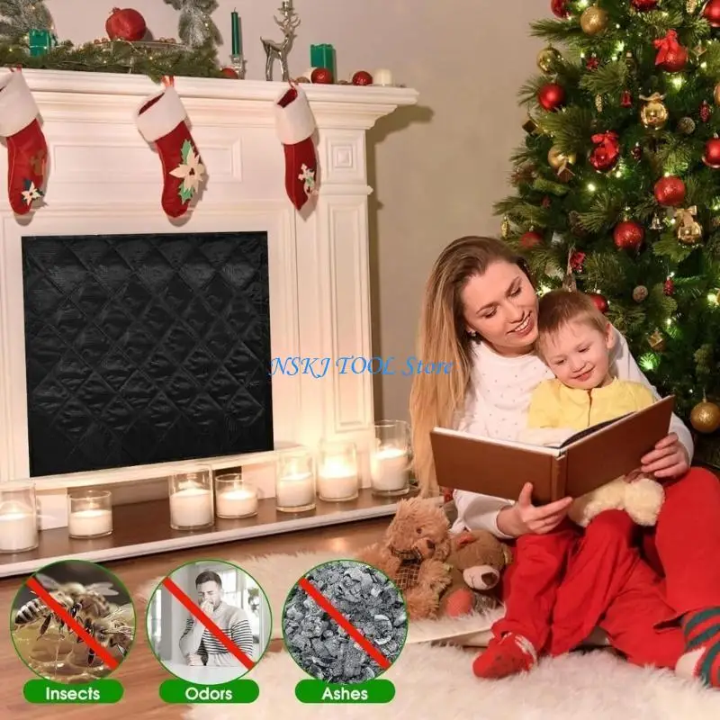 L8RC Fireplaces Insulation Cover Thermals Barrier For Dustproof Smokes Protecting Heavy Type Fireplaces Blanket