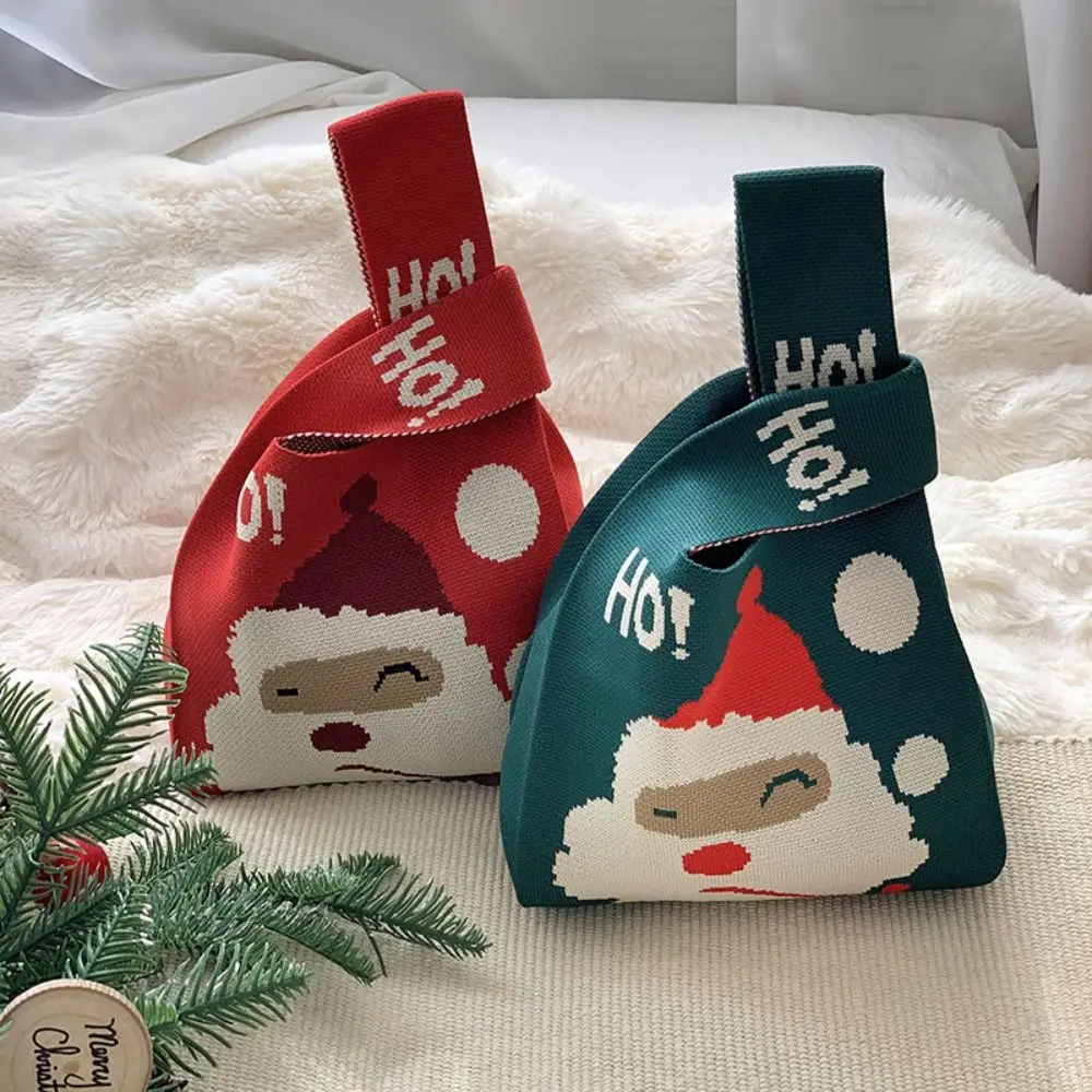 

Модная вязаная сумка на запястье с узлом Санта-Клауса, сумка ручной работы, большая вместительная сумка для женщин и девочек