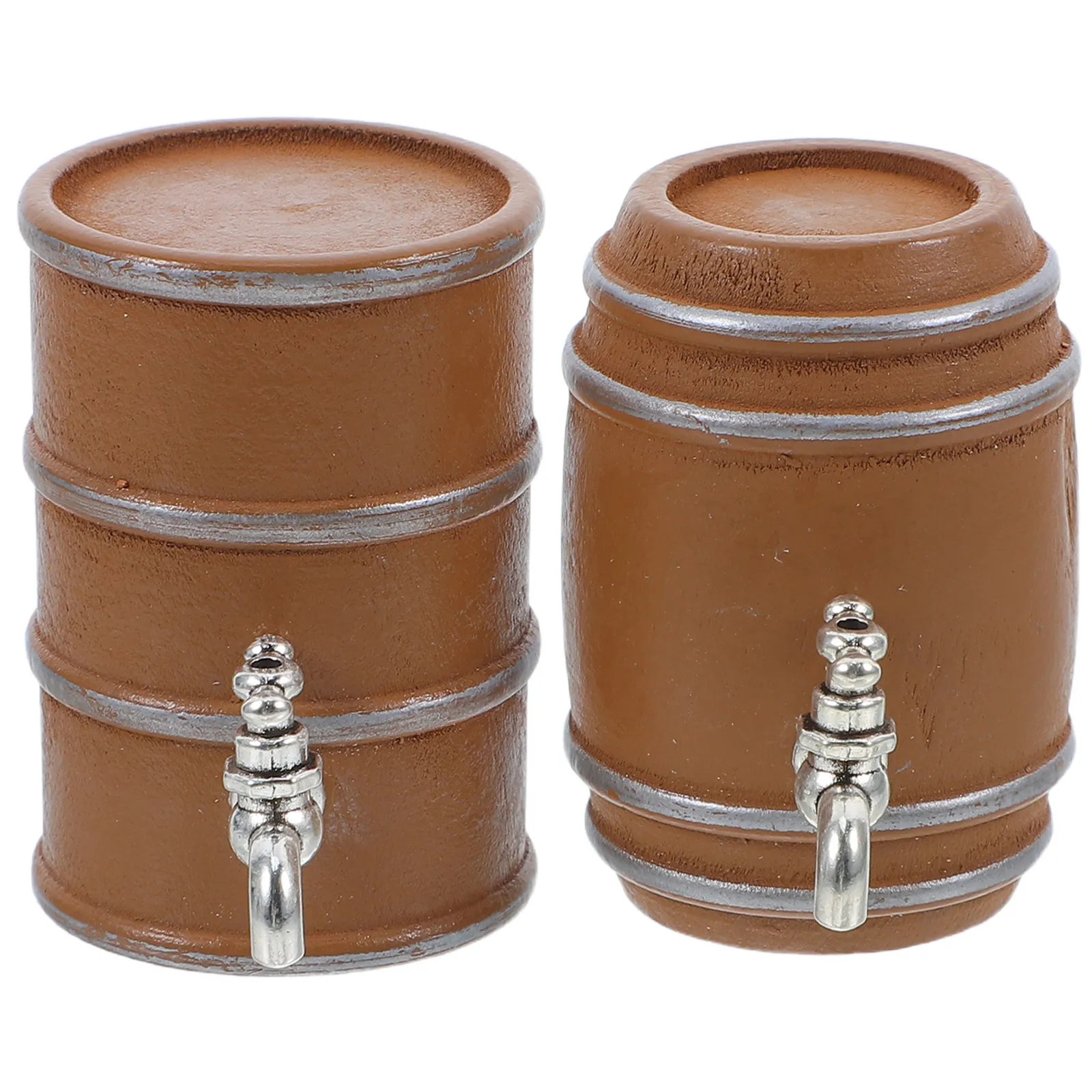 2Pcs Lifelike Mini Wine Barrel with Faucet for Dollhouse Decor Miniature Kitchen Accessories Wooden Barrel Prop for Photography view 5