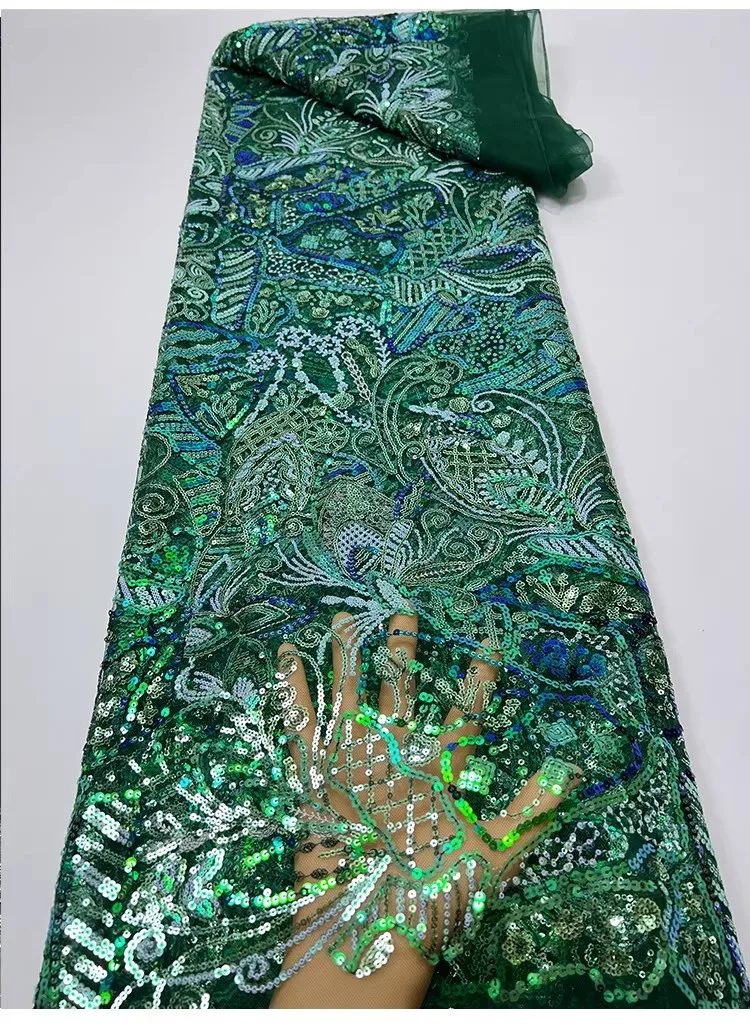 

1 ярд Изысканной ткани с вышивкой в виде нерегулярных бабочек и пайеток, для свадебных платьев, чонсамов, одежды, роскошная тюлевая ткань