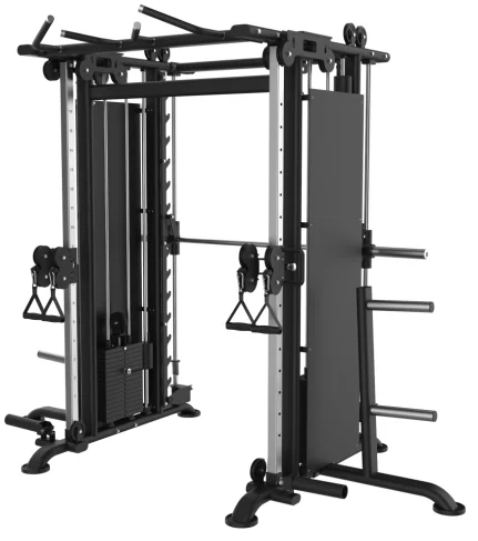 Commercial Multi-functional Smith Machine Power Rack with Dual Weight Stacks Gym Equipment Functional Trainer